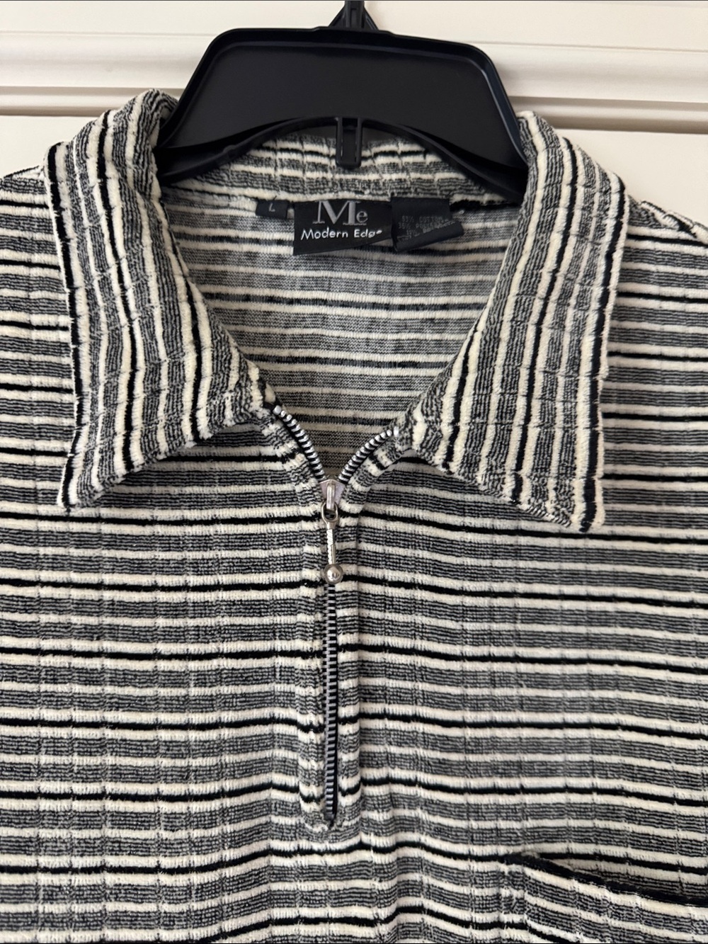 Striped Polo Shirt in Black & White